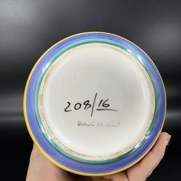 Venetian Art Pottery Vase Vessel Multicolor Glaze Ceramic Hand Made In Italy Vtg - Picture 8 of 15